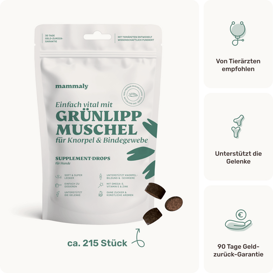 Hunde Grünlippmuschel-Drops Produktverpackung