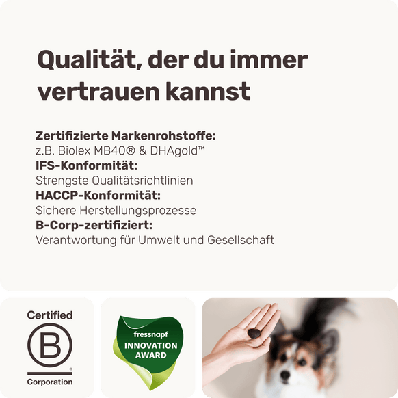 Hunde Gelenksnack Active Hips Qualitätsversprechen