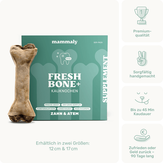 Fresh Bone+ Kauknochen für Zahnpflege & Atemfrische Produktverpackung