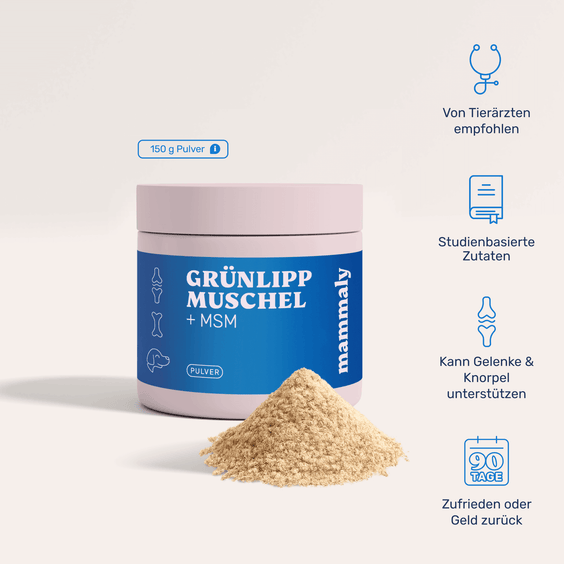 Hunde Grünlippmuschelpulver und MSM – Produktverpackung