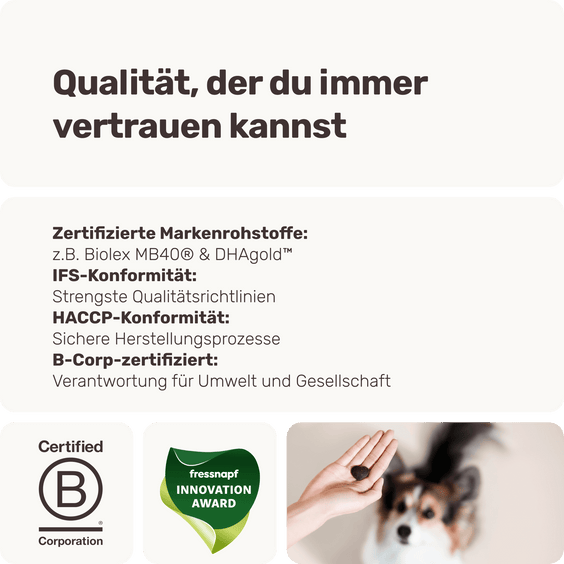 Hunde Abwehrkräfte-Snack Immu Push Qualitätsversprechen