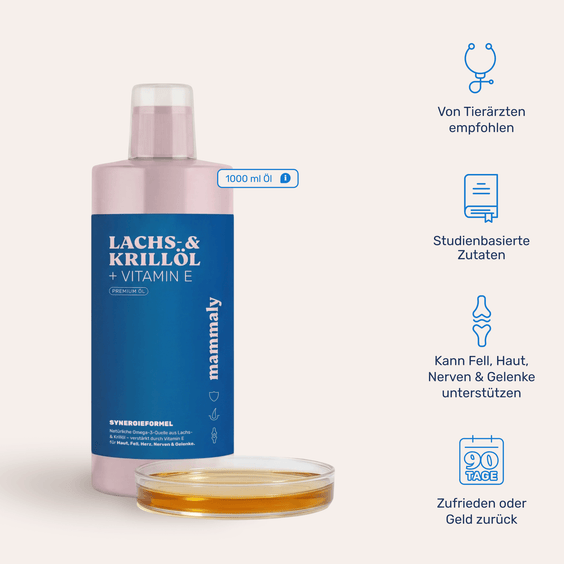 Hunde Lachs- & Krillöl mit Vitamin E – Produktverpackung