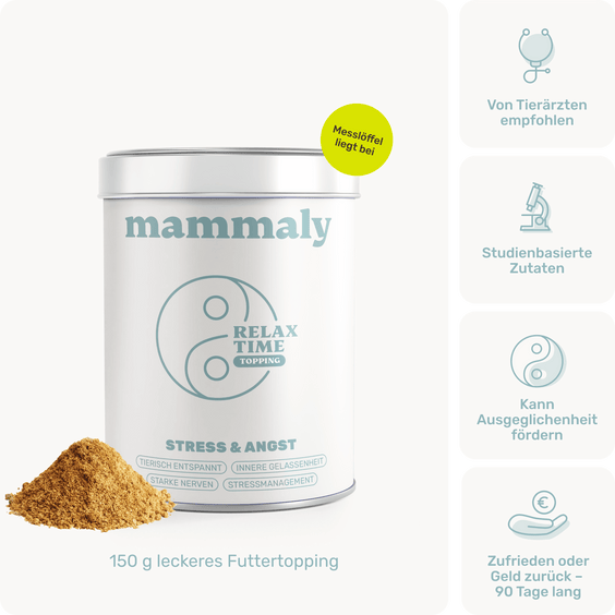 Hunde Entspannungspulver Relax Time Topping Produktverpackung