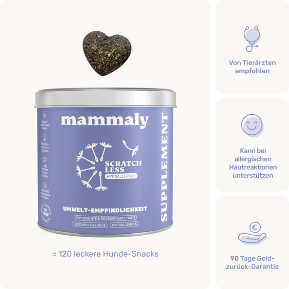 Stärkender Hypoallergen-Snack für sensible Hunde Scratch Less Produktverpackung