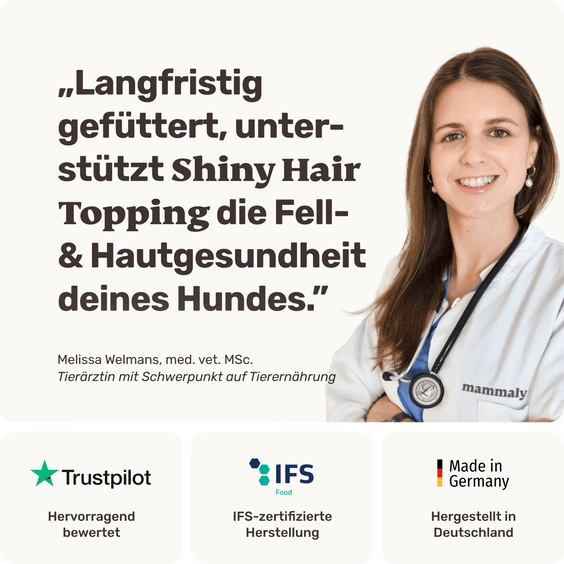 Hunde Haut- & Fellpflegepulver Shiny Hair Topping Tierarztempfehlung
